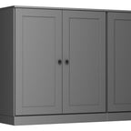 64" Gray Solid Wood Four Drawer Sideboard With Four Doors