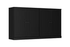 64" Black Solid Wood Four Drawer Sideboard With Four Doors