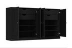 64" Black Solid Wood Four Drawer Sideboard With Four Doors
