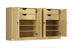 64" Yellow Solid Wood Four Drawer Sideboard With Four Doors
