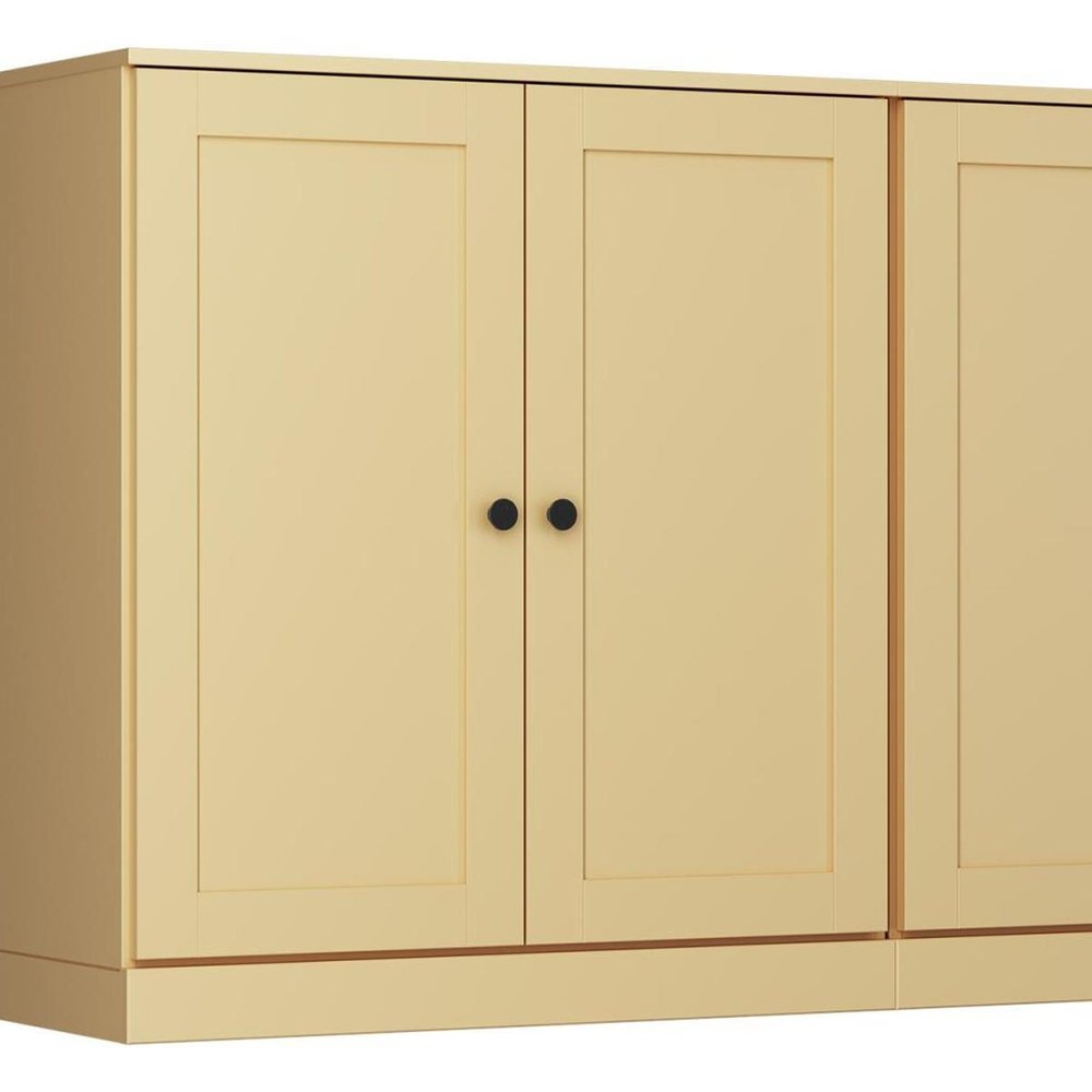 64" Yellow Solid Wood Four Drawer Sideboard With Four Doors