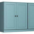 64" Aqua Solid Wood Four Drawer Sideboard With Four Doors