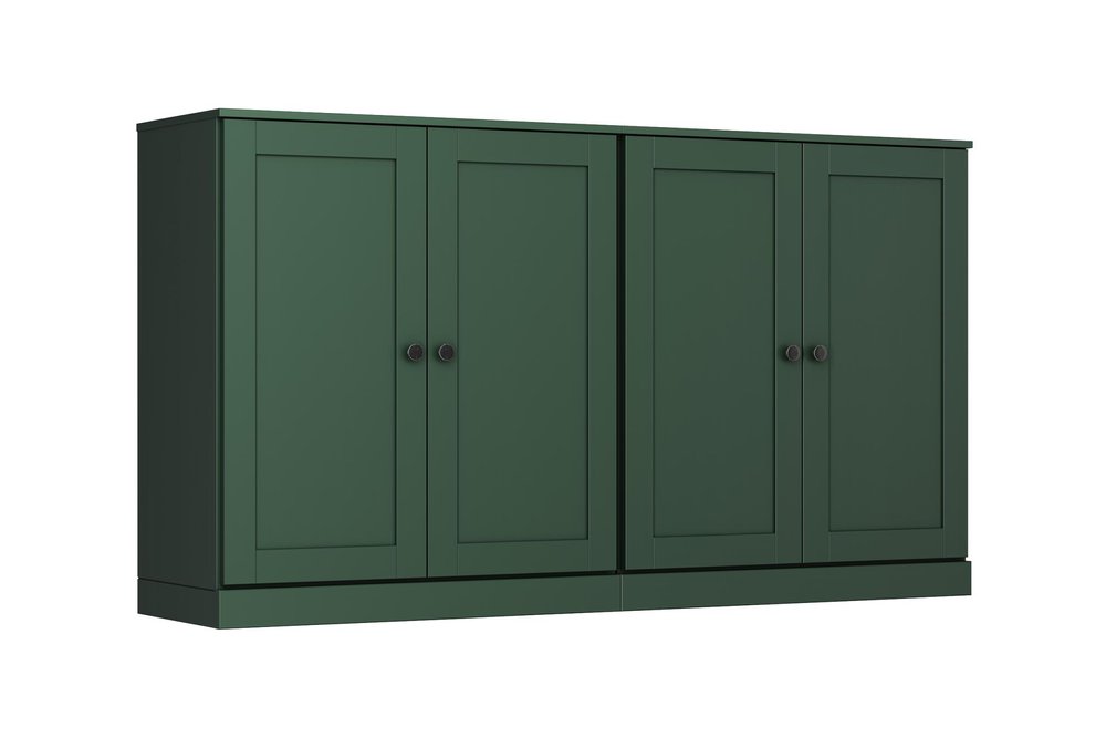 64" Green Solid Wood Four Drawer Sideboard With Four Doors