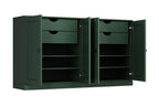 64" Green Solid Wood Four Drawer Sideboard With Four Doors