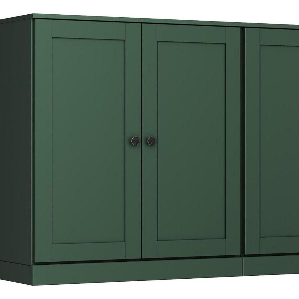 64" Green Solid Wood Four Drawer Sideboard With Four Doors