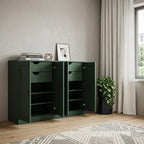 64" Green Solid Wood Four Drawer Sideboard With Four Doors