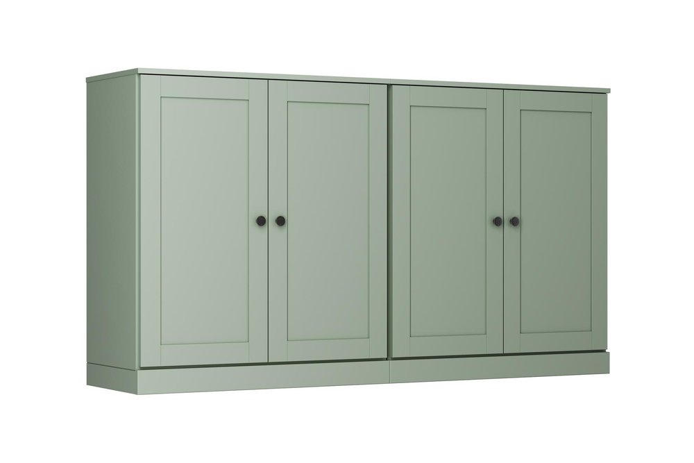 64" Sage Solid Wood Four Drawer Sideboard With Four Doors