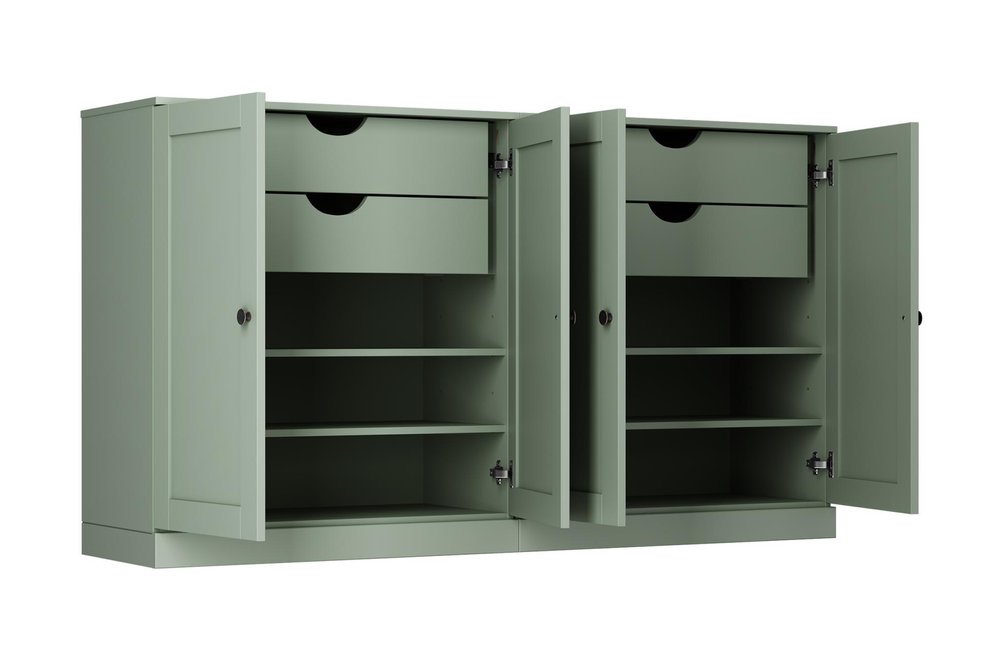 64" Sage Solid Wood Four Drawer Sideboard With Four Doors
