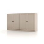 64" Beige Solid Wood Four Drawer Sideboard With Four Doors