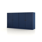 64" Navy Blue Solid Wood Four Drawer Sideboard With Four Doors