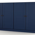 64" Navy Blue Solid Wood Four Drawer Sideboard With Four Doors