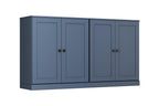 64" French Blue Solid Wood Four Drawer Sideboard With Four Doors