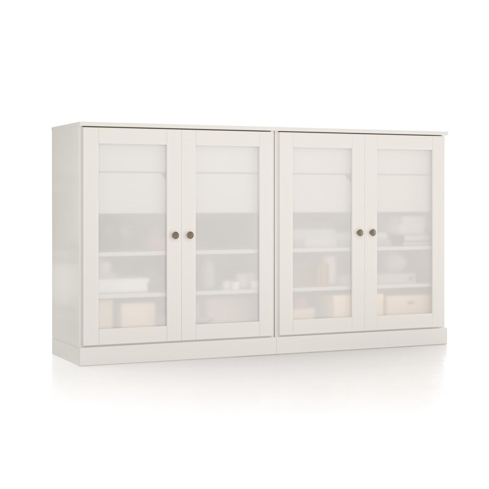 64" White Solid Wood Four Drawer Sideboard With Four Doors