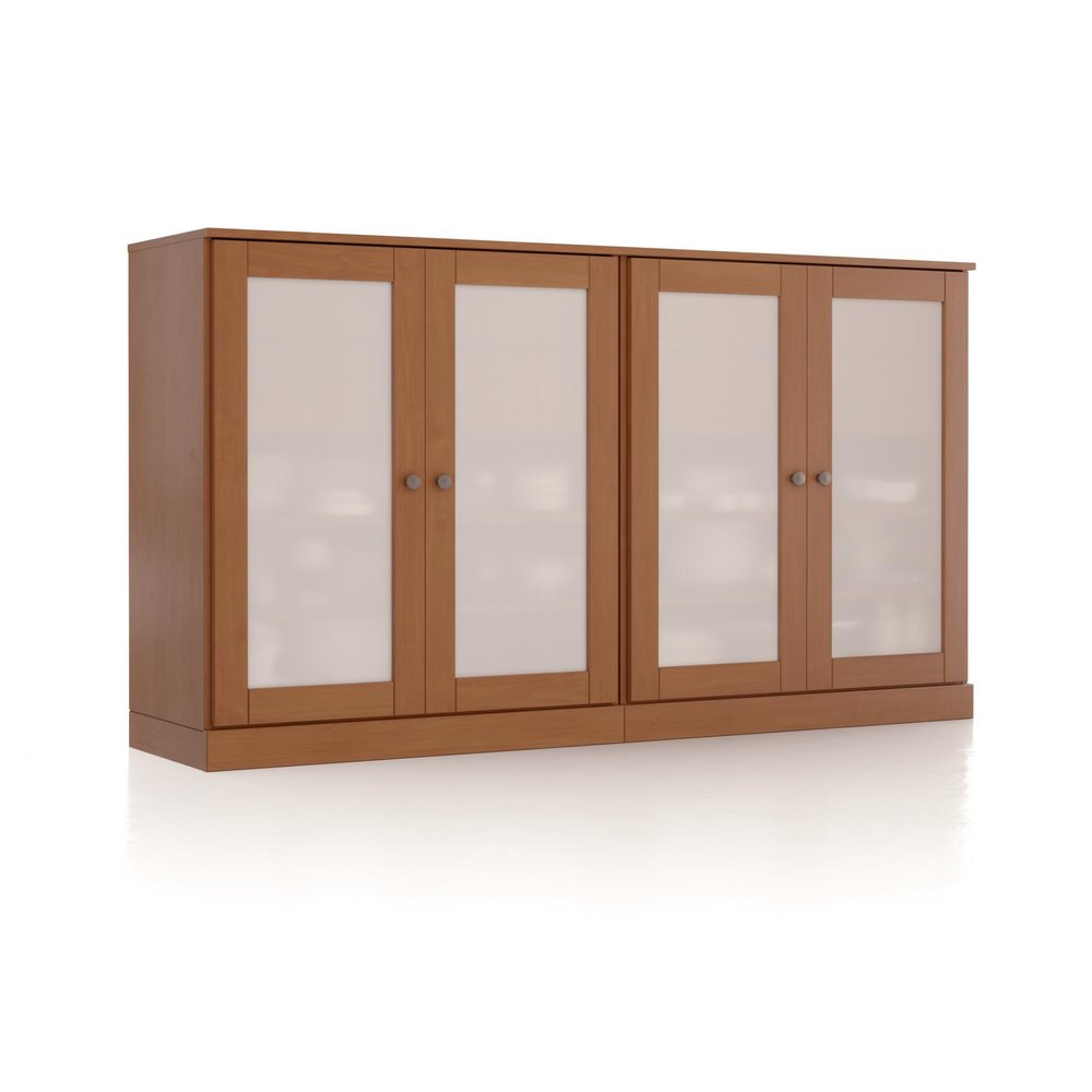 64" Coffee Solid Wood Four Drawer Sideboard With Four Doors