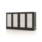 64" Black Solid Wood Four Drawer Sideboard With Four Doors