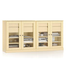 64" Yellow Solid Wood Four Drawer Sideboard With Four Doors