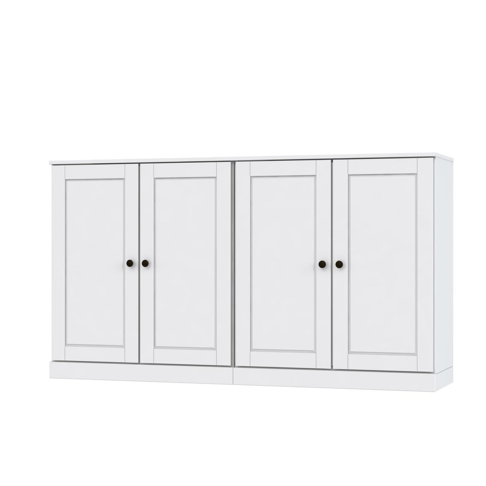 64" White Solid Wood Four Drawer Sideboard With Four Doors