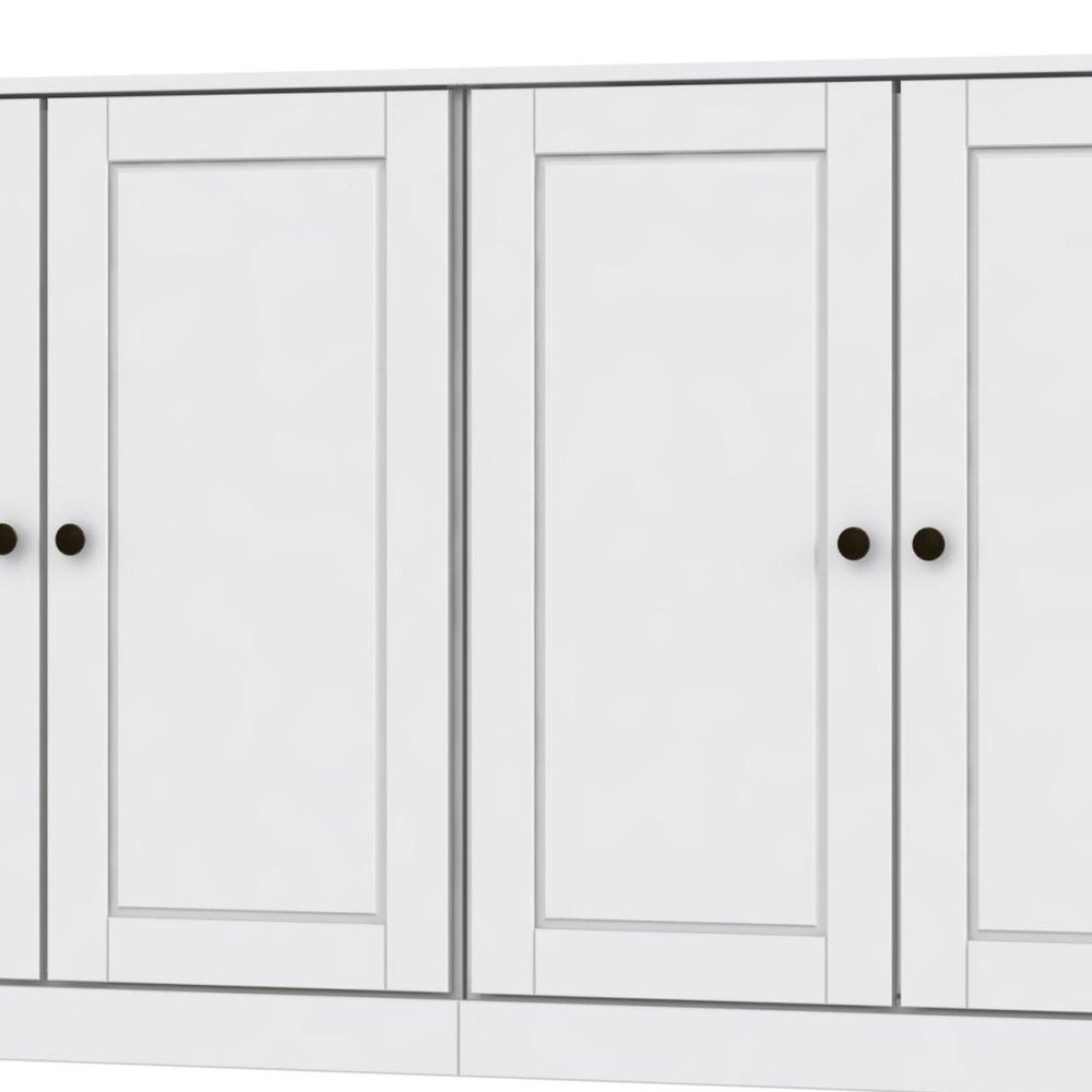 64" White Solid Wood Four Drawer Sideboard With Four Doors