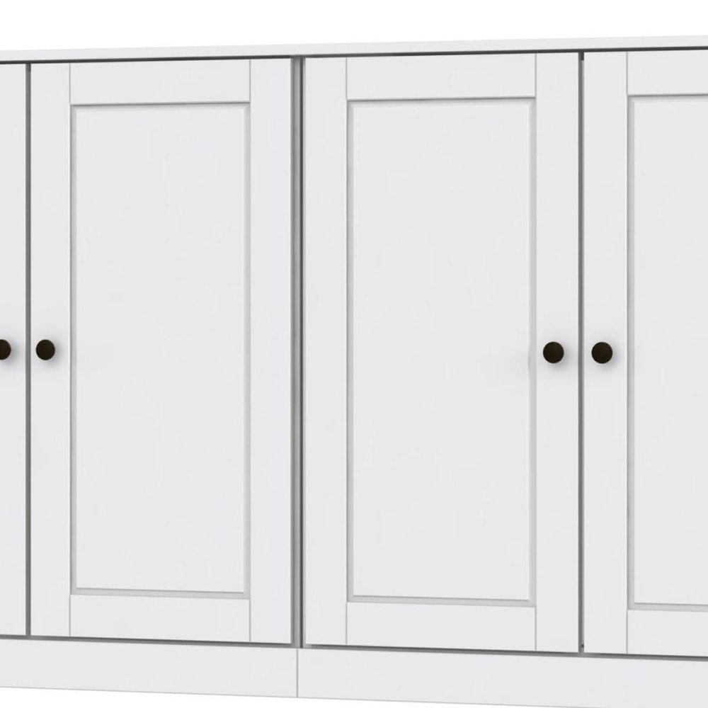 64" White Solid Wood Four Drawer Sideboard With Four Doors