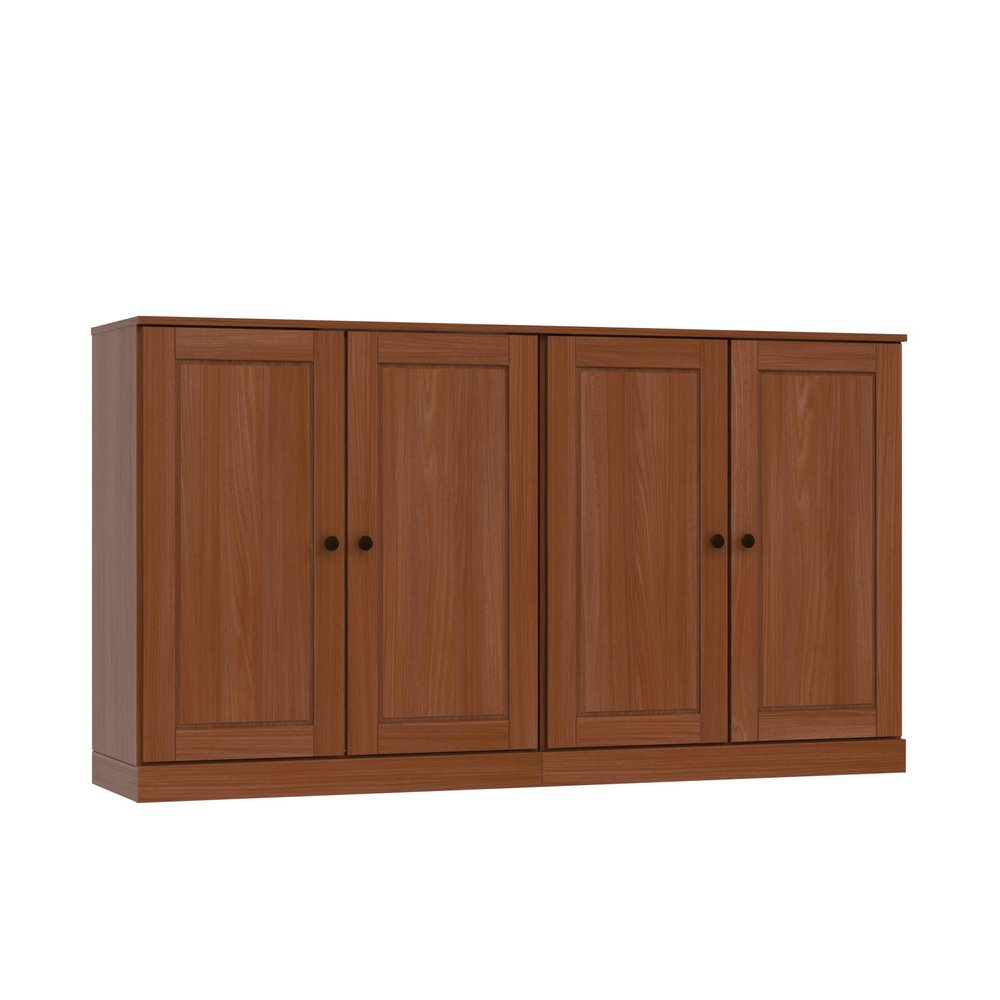64" Coffee Solid Wood Four Drawer Sideboard With Four Doors