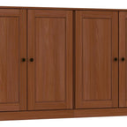 64" Coffee Solid Wood Four Drawer Sideboard With Four Doors