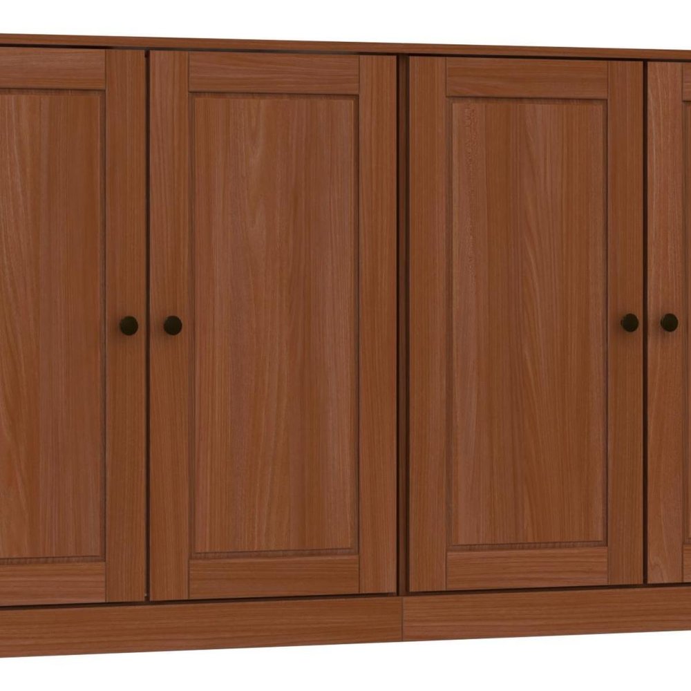 64" Coffee Solid Wood Four Drawer Sideboard With Four Doors