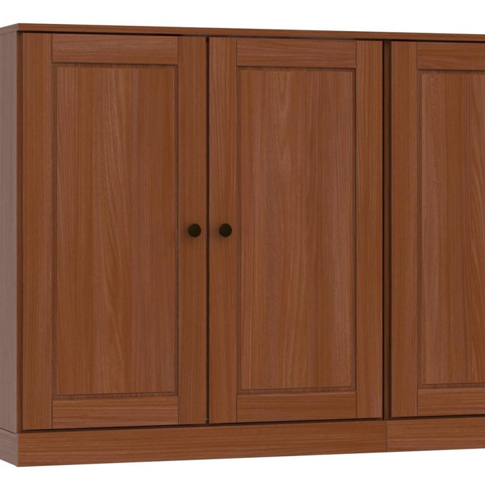64" Coffee Solid Wood Four Drawer Sideboard With Four Doors