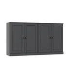 64" Gray Solid Wood Four Drawer Sideboard With Four Doors