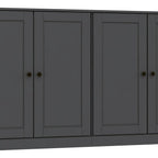 64" Gray Solid Wood Four Drawer Sideboard With Four Doors