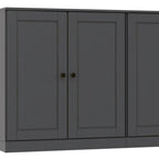 64" Gray Solid Wood Four Drawer Sideboard With Four Doors