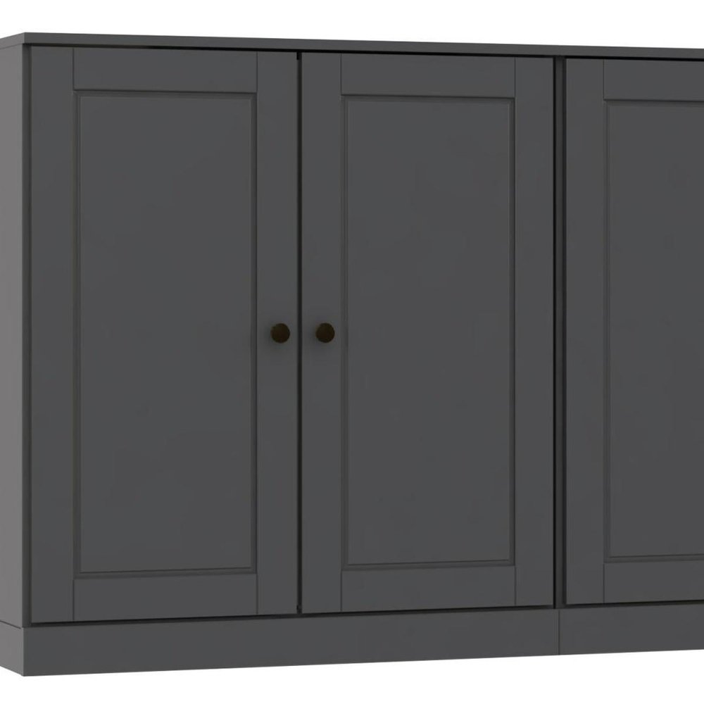 64" Gray Solid Wood Four Drawer Sideboard With Four Doors