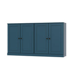 64" Teal Blue Solid Wood Four Drawer Sideboard With Four Doors