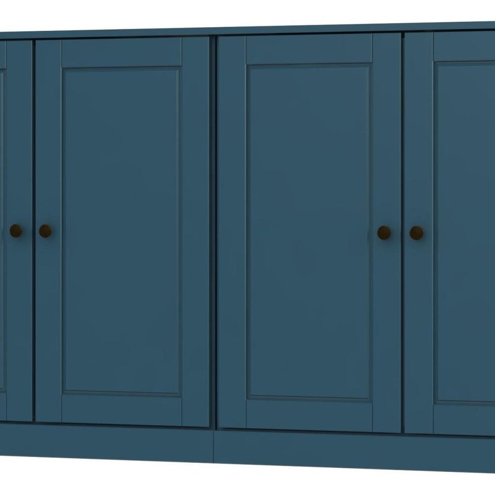 64" Teal Blue Solid Wood Four Drawer Sideboard With Four Doors