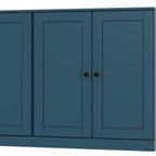 64" Teal Blue Solid Wood Four Drawer Sideboard With Four Doors