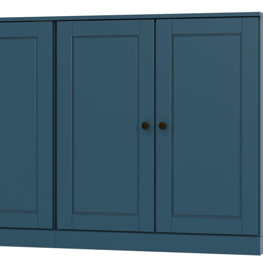 64" Teal Blue Solid Wood Four Drawer Sideboard With Four Doors