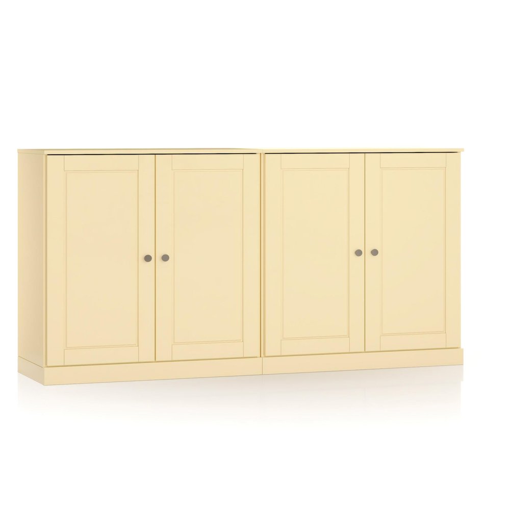 64" Yellow Solid Wood Four Drawer Sideboard With Four Doors