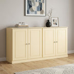 64" Yellow Solid Wood Four Drawer Sideboard With Four Doors