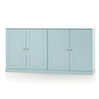 64" Aqua Solid Wood Four Drawer Sideboard With Four Doors