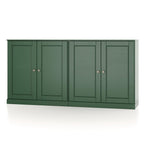 64" Green Solid Wood Four Drawer Sideboard With Four Doors