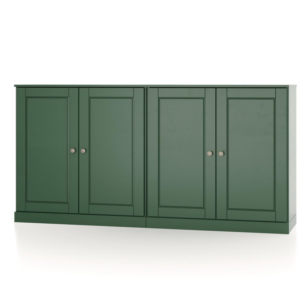 64" Green Solid Wood Four Drawer Sideboard With Four Doors