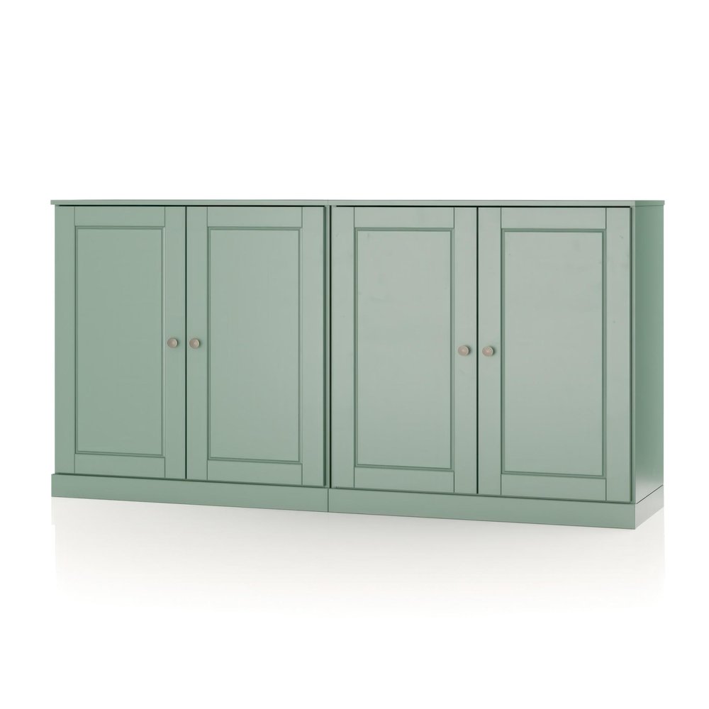 64" Sage Solid Wood Four Drawer Sideboard With Four Doors