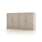 64" Beige Solid Wood Four Drawer Sideboard With Four Doors