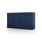 64" Navy Blue Solid Wood Four Drawer Sideboard With Four Doors