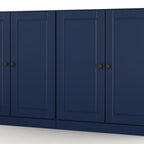 64" Navy Blue Solid Wood Four Drawer Sideboard With Four Doors