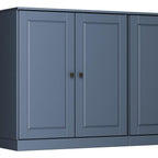 64" French Blue Solid Wood Four Drawer Sideboard With Four Doors