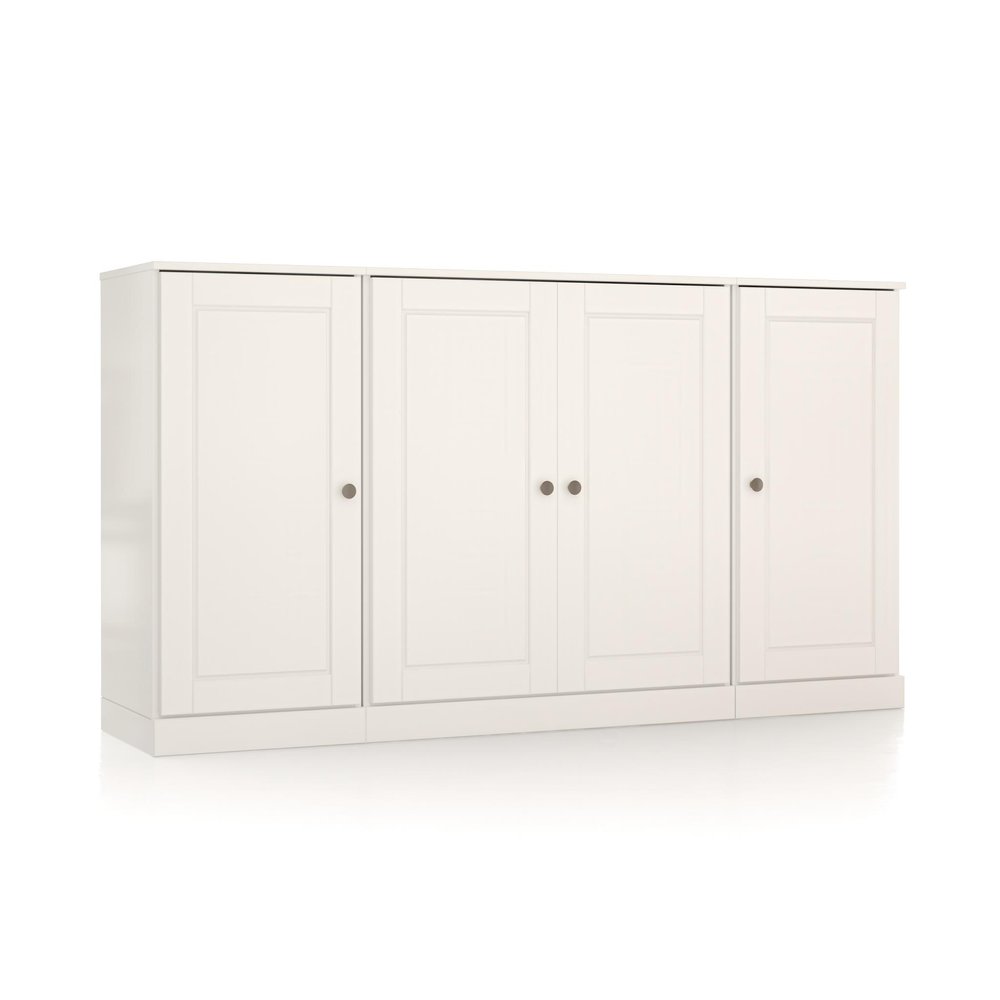65" White Solid Wood Two Drawer Sideboard With Four Doors