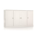 65" White Solid Wood Two Drawer Sideboard With Four Doors