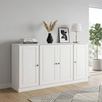 65" White Solid Wood Two Drawer Sideboard With Four Doors