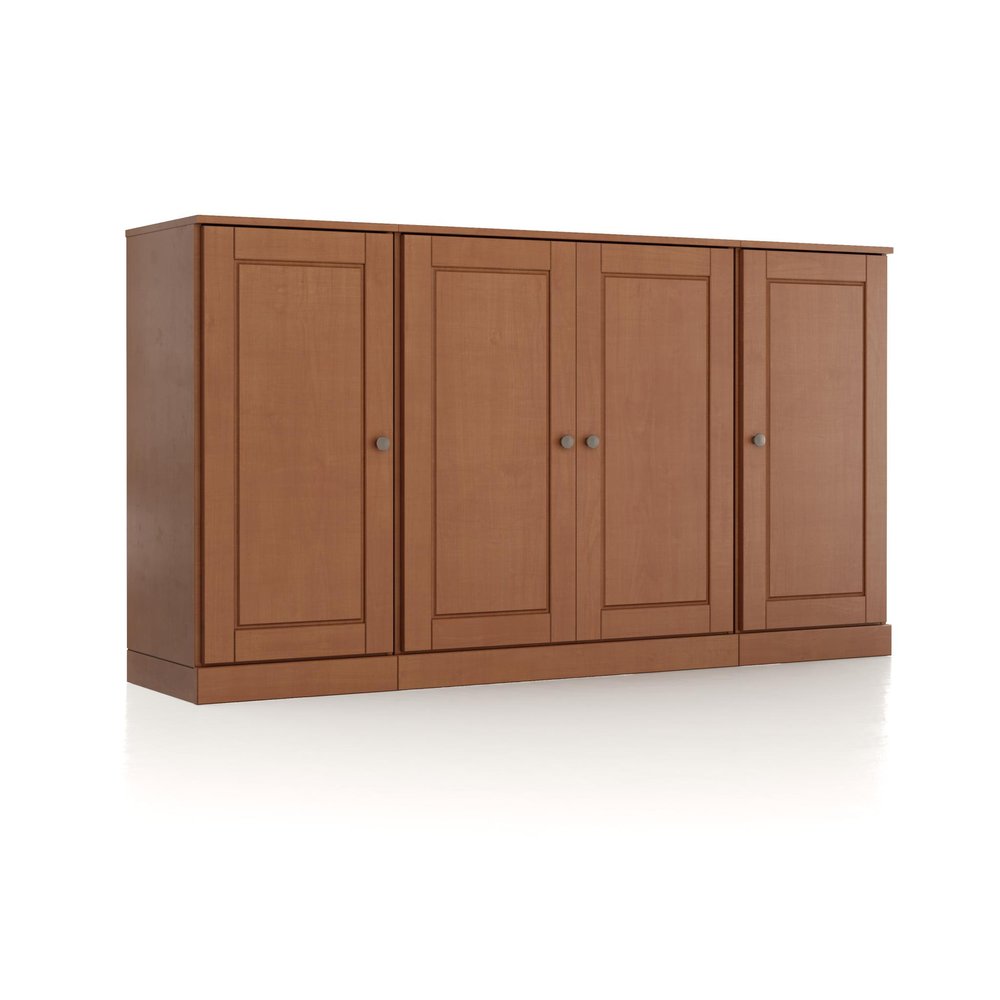 65" Coffee Solid Wood Two Drawer Sideboard With Four Doors