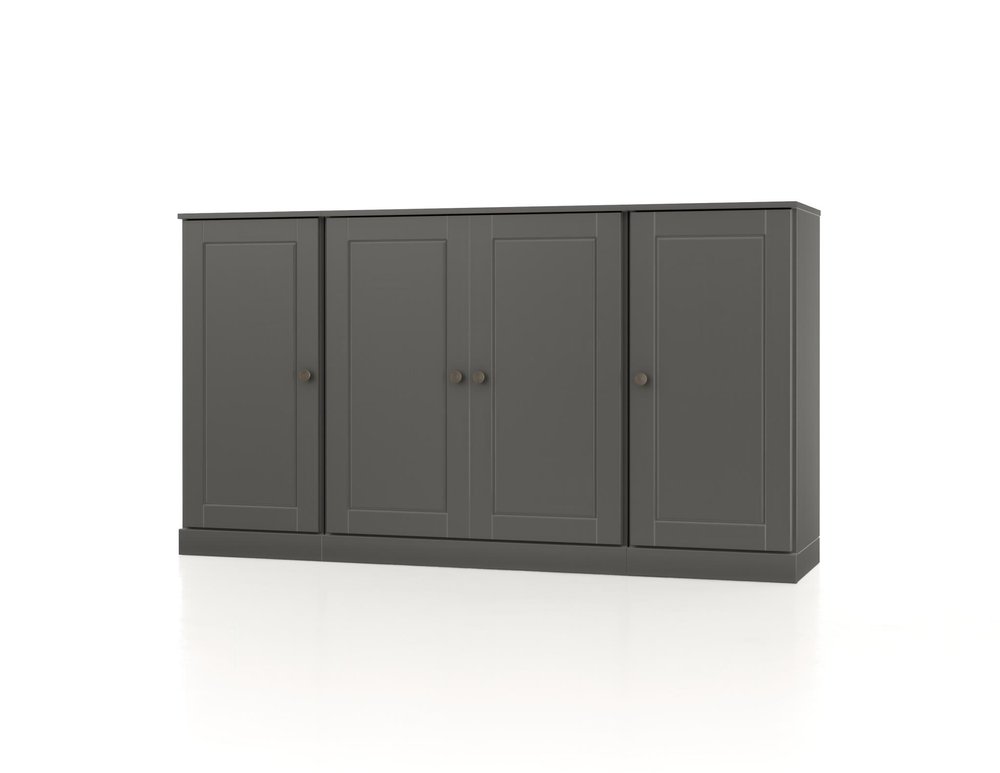 65" Gray Solid Wood Two Drawer Sideboard With Four Doors